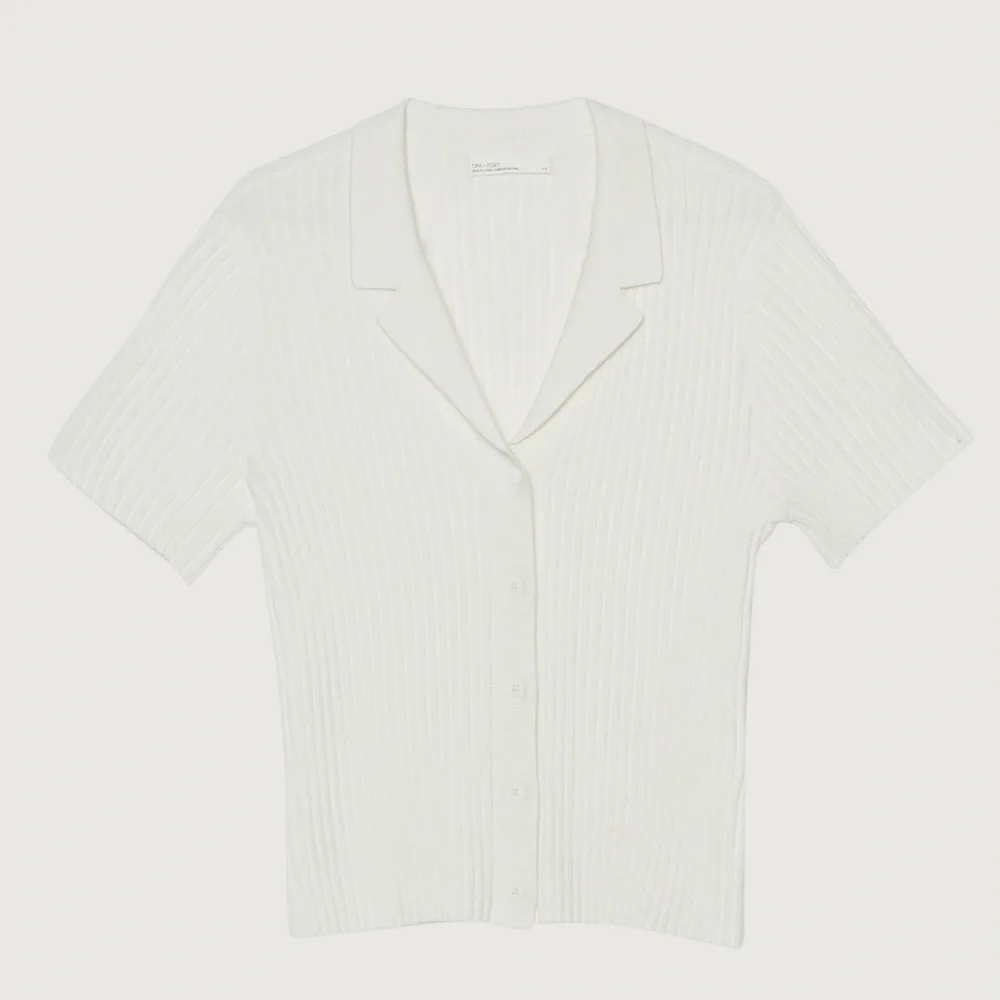 OAK + FORT Cream Ribbed Button-Down Shirt - Picture 4 of 7